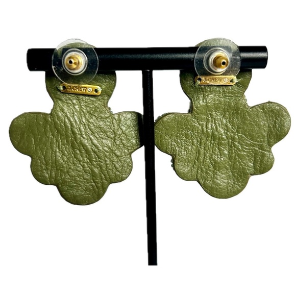 Beaded Leather Flutter Woven Green Statement Earrings (J.Crew) - Picture 2 of 5